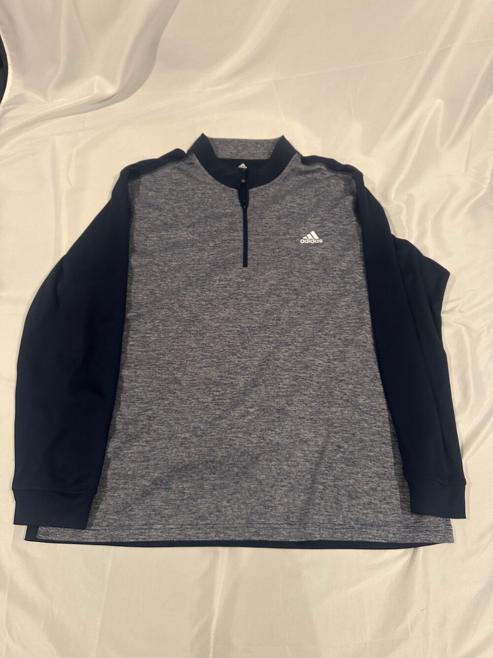Adidas Golf Men's 2XL Gray Heather Navy Blue 1/4 Zip Pullover Track Jacket
